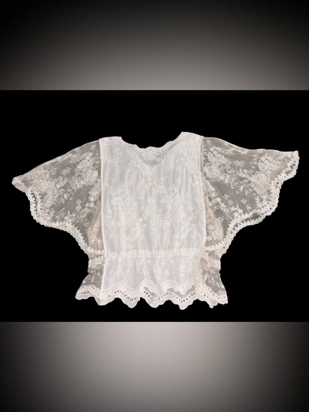 Natura White Lace Embroidered Cotton Top Boho Sheer Floral Size S/M - Picture 3 of 7